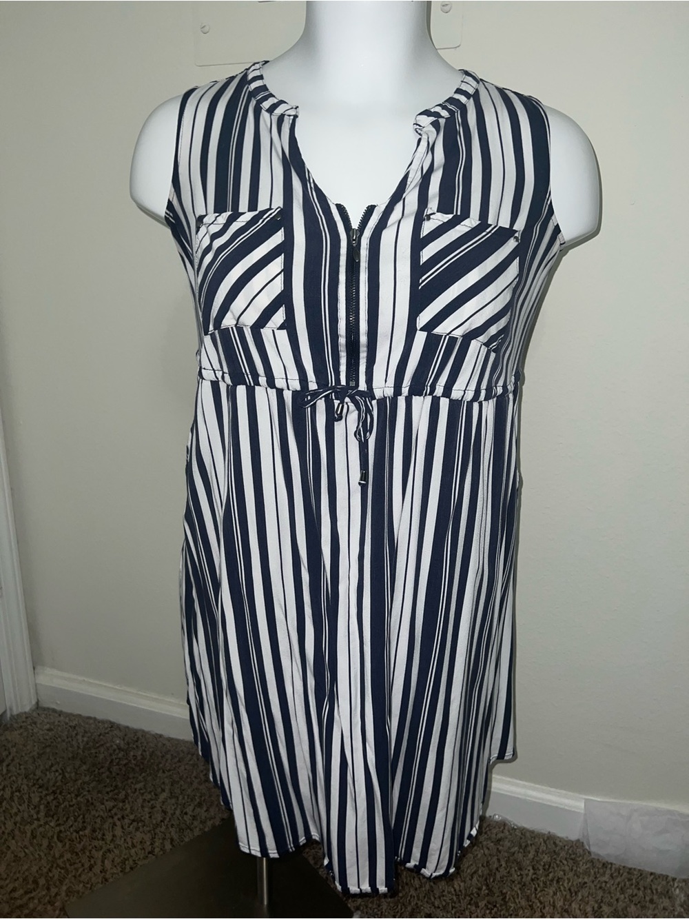 Torrid Navy and White Striped Sleeveless Tunic